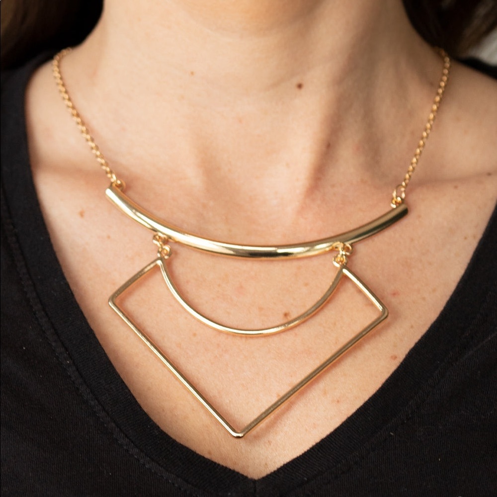**Egyptian Edge Modern Golden Geo Necklace**